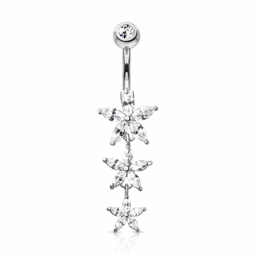 NEW Claw-Set Lily Navel Dangle Navel Belly Ring 14g